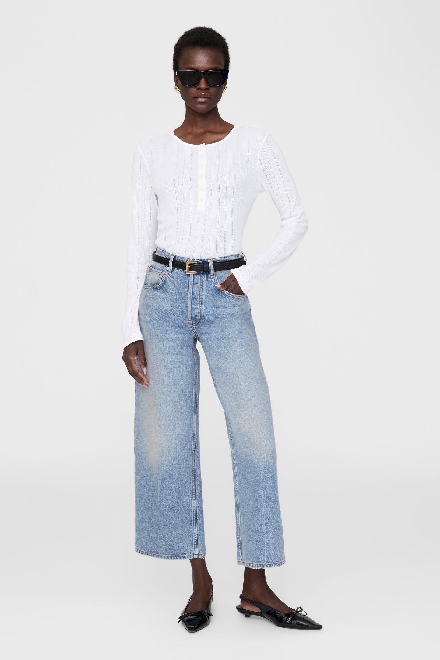 Anine Bing | Pia Long Sleeve Tee - Off White