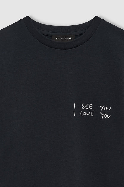 Anine Bing | Shelley Tee I See You I Love You - Black
