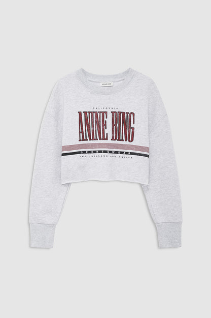Anine Bing | Sporty Cropped Sweatshirt - Heather Grey