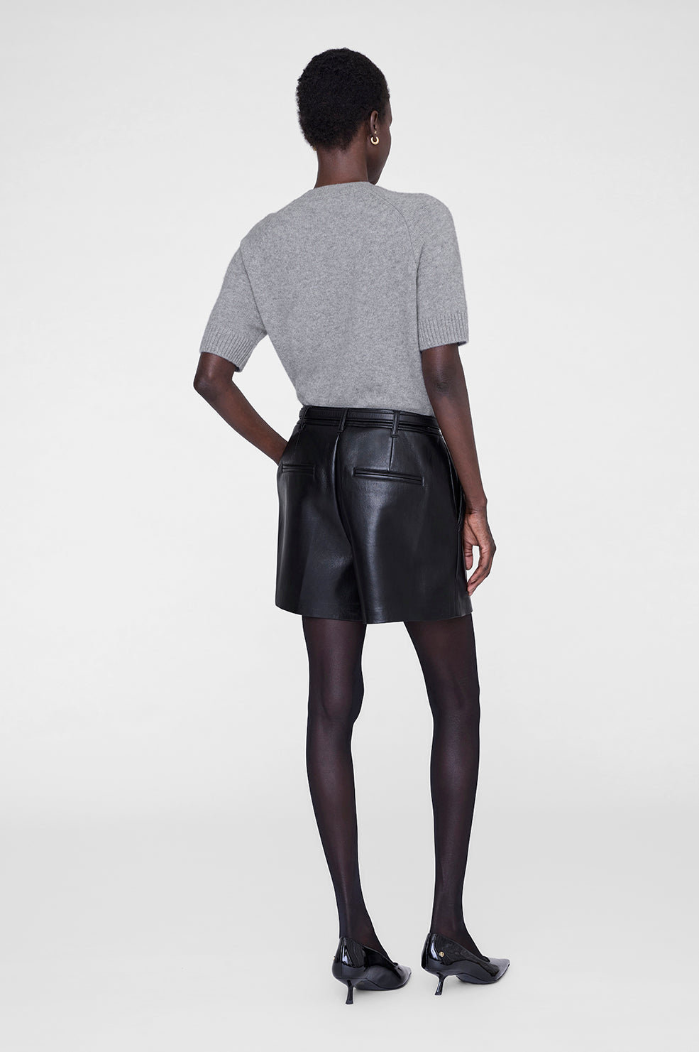 Anine Bing | Trent Short - Black Recycled Leather