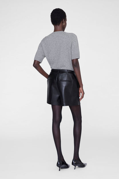 Anine Bing | Trent Short - Black Recycled Leather