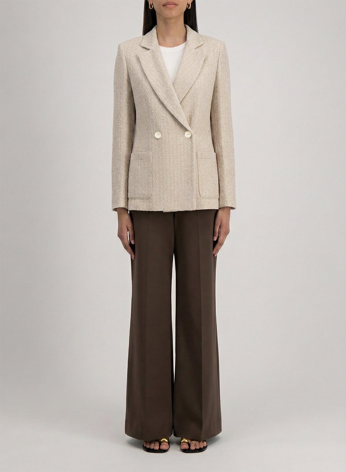 Harris Wharf London | Blazer With Shoulder Pads - White & Beige