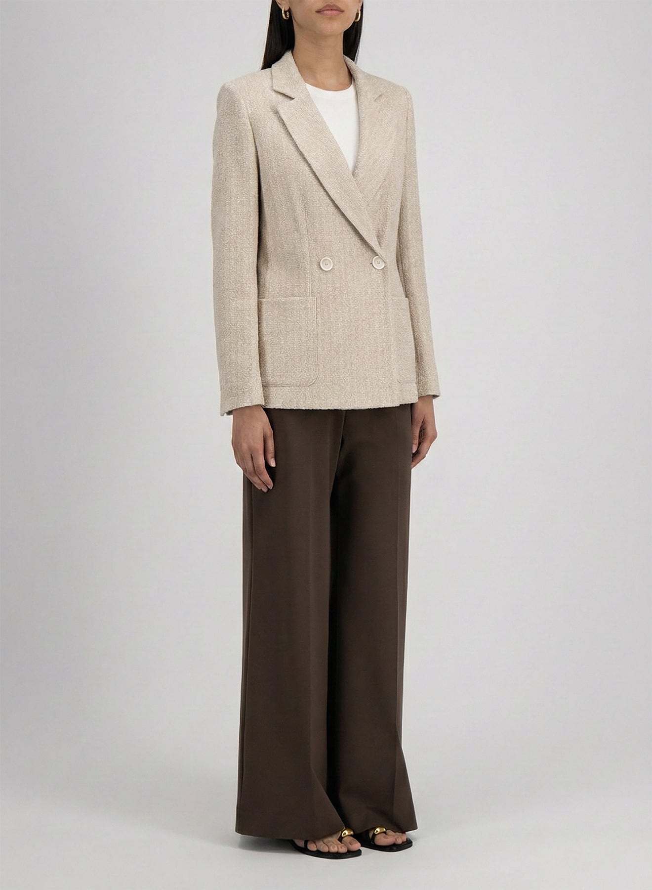 Harris Wharf London | Blazer With Shoulder Pads - White & Beige