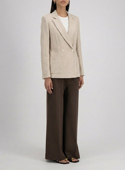 Harris Wharf London | Blazer With Shoulder Pads - White & Beige