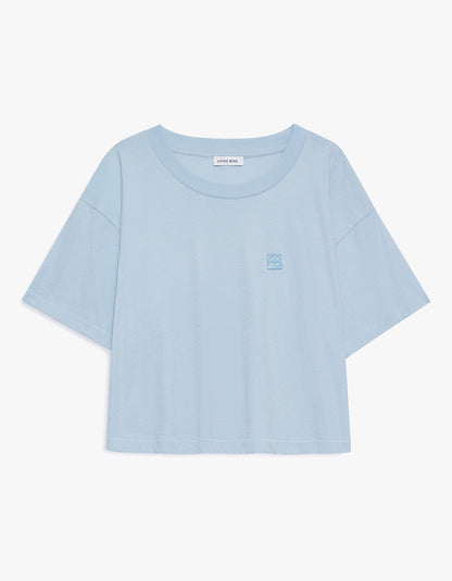 Anine Bing | Johnny Cropped Tee Framed Monogram - Pale Blue