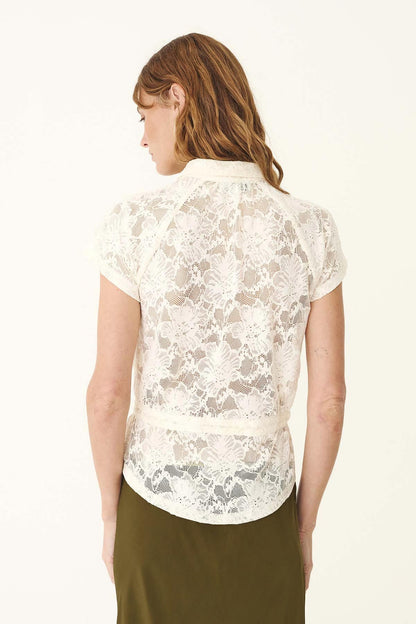 Rowie The Label | Allie Peplum Blouse - Creme Lace