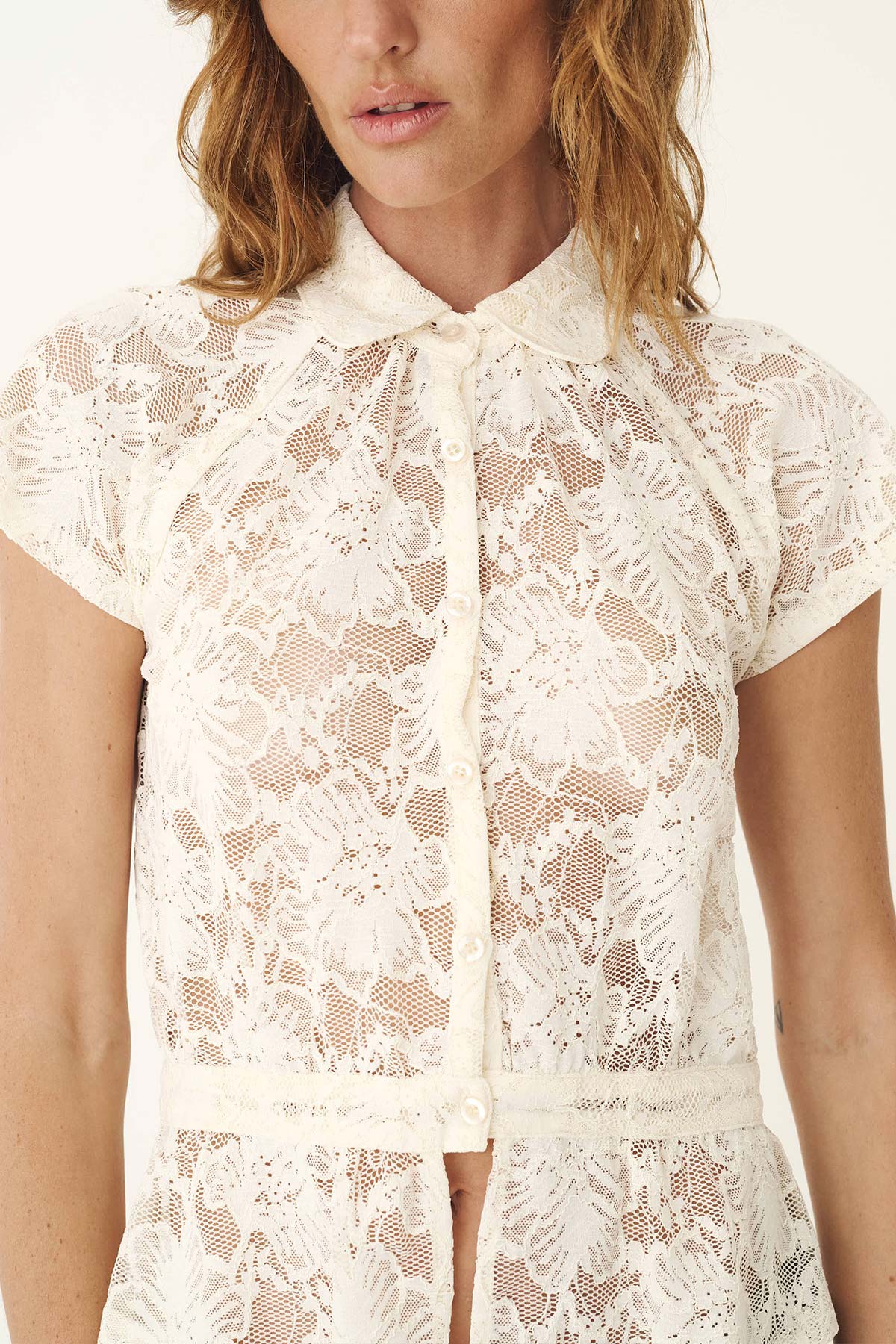 Rowie The Label | Allie Peplum Blouse - Creme Lace