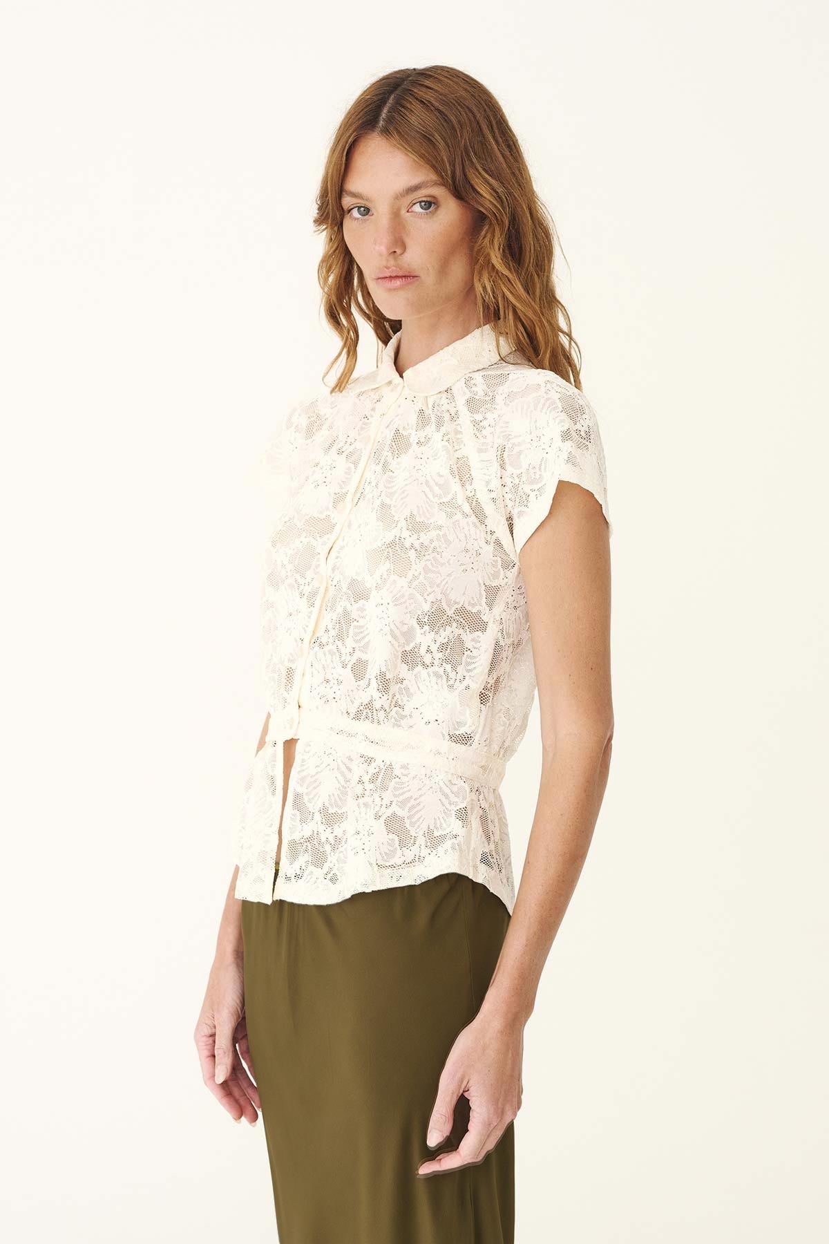 Rowie The Label | Allie Peplum Blouse - Creme Lace