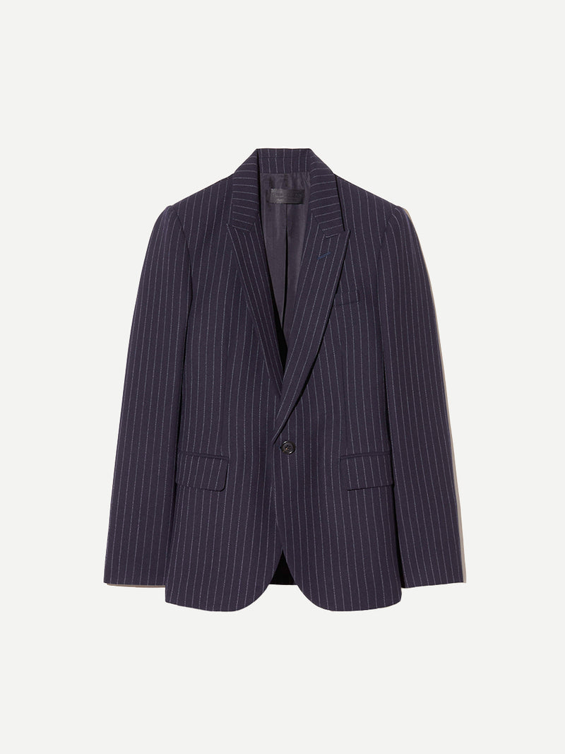 Nili Lotan | Anabel Tailored Jacket - Dark Navy Pinstripe