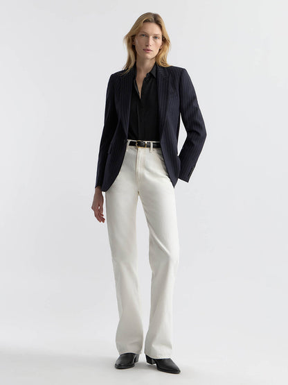 Nili Lotan | Anabel Tailored Jacket - Dark Navy Pinstripe