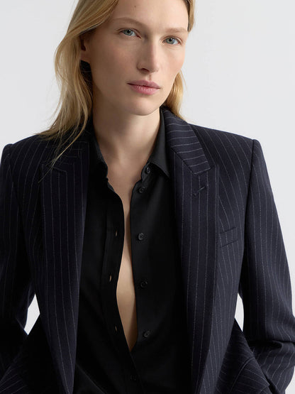 Nili Lotan | Anabel Tailored Jacket - Dark Navy Pinstripe