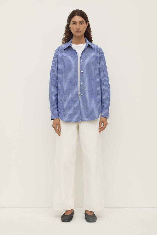 Assembly Label | Anais Stripe Long Sleeve Shirt - Blue/White