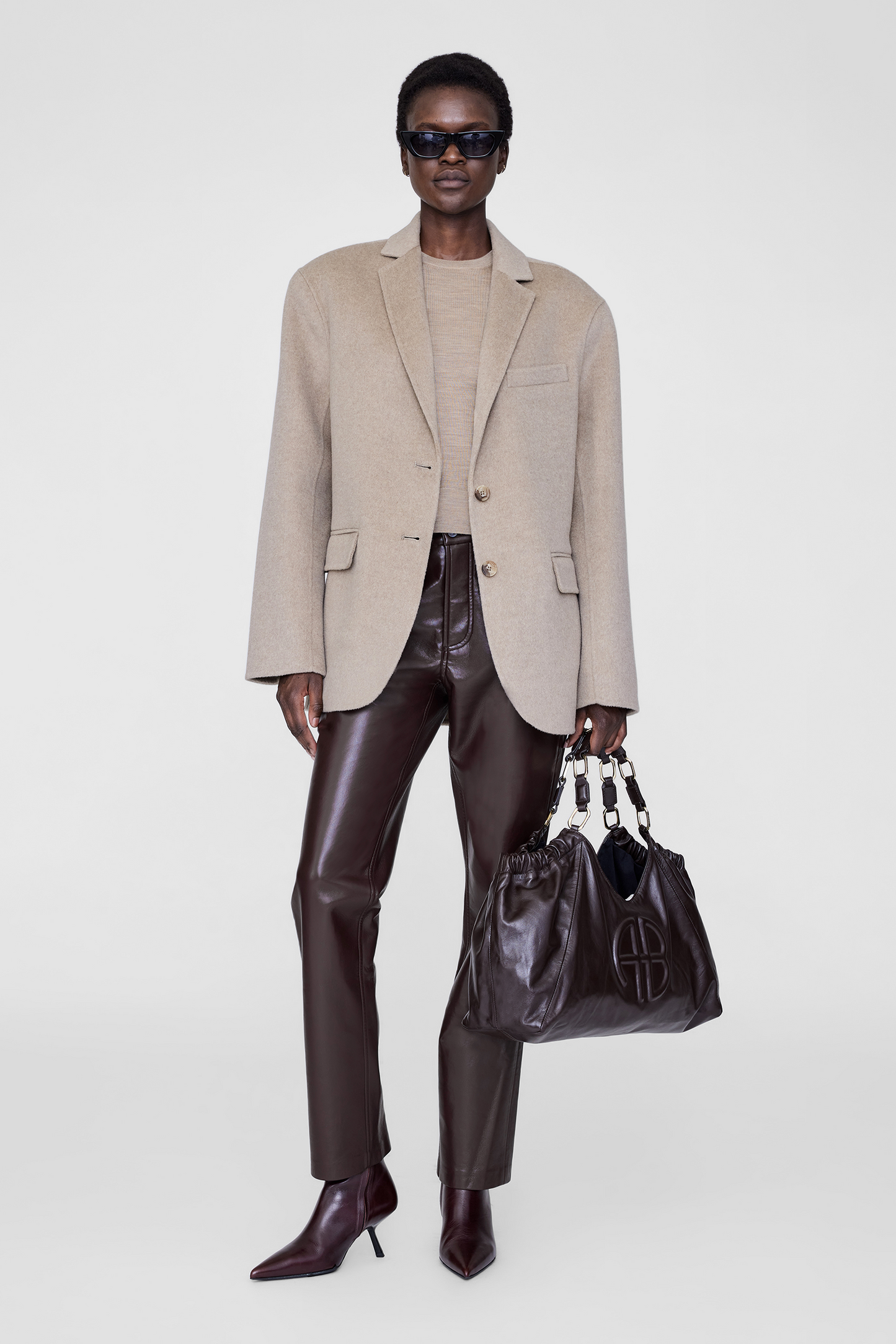 Anine Bing | Moni Crop Tank - Stone Melange