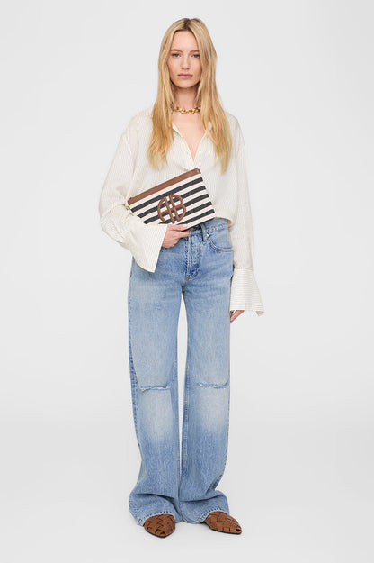 Anine Bing | Lili Pouch - Black & Natural Stripe