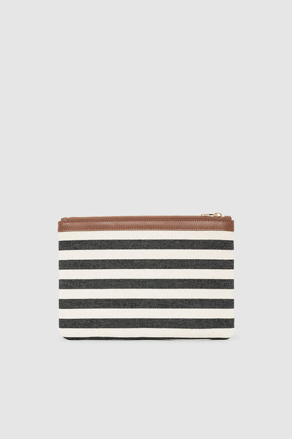 Anine Bing | Lili Pouch - Black & Natural Stripe