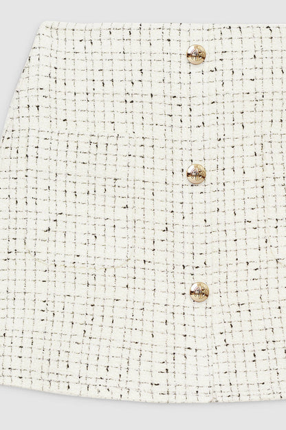 Anine Bing | Mateo Skirt - Cream & Black Tweed