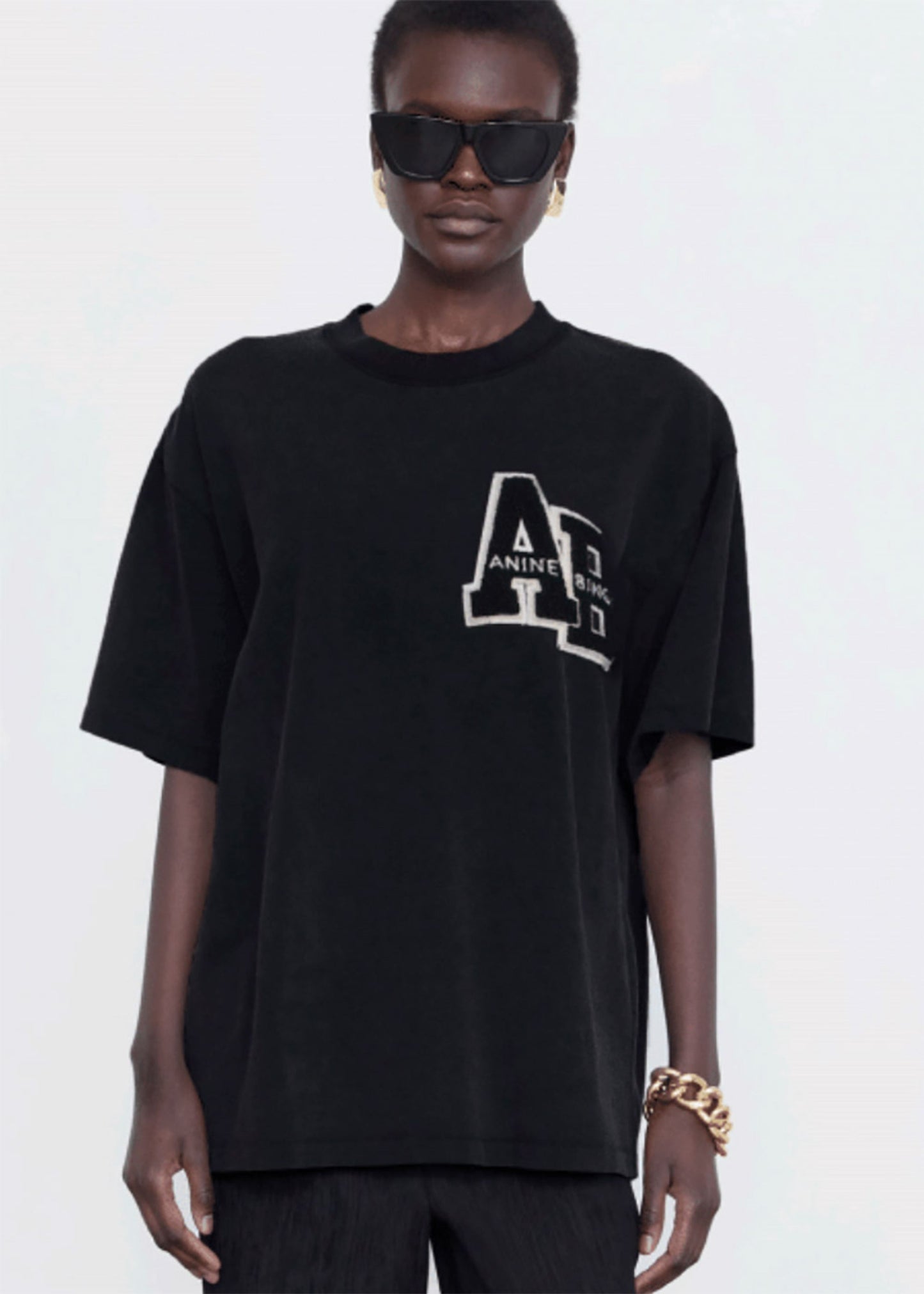 Anine Bing | Lili Tee Letterman - Black