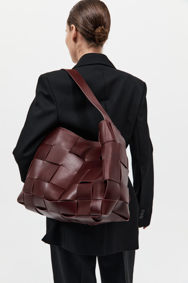 St Agni | Woven Large Tote - Plum