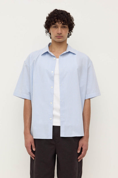 Assembly Label | Aron Poplin Stripe Short Sleeve Shirt - Blue / White