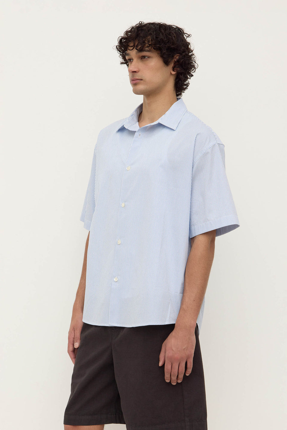 Assembly Label | Aron Poplin Stripe Short Sleeve Shirt - Blue / White
