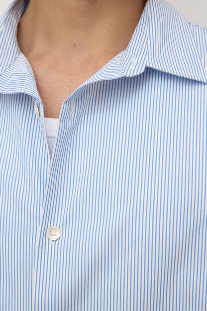 Assembly Label | Aron Poplin Stripe Short Sleeve Shirt - Blue / White