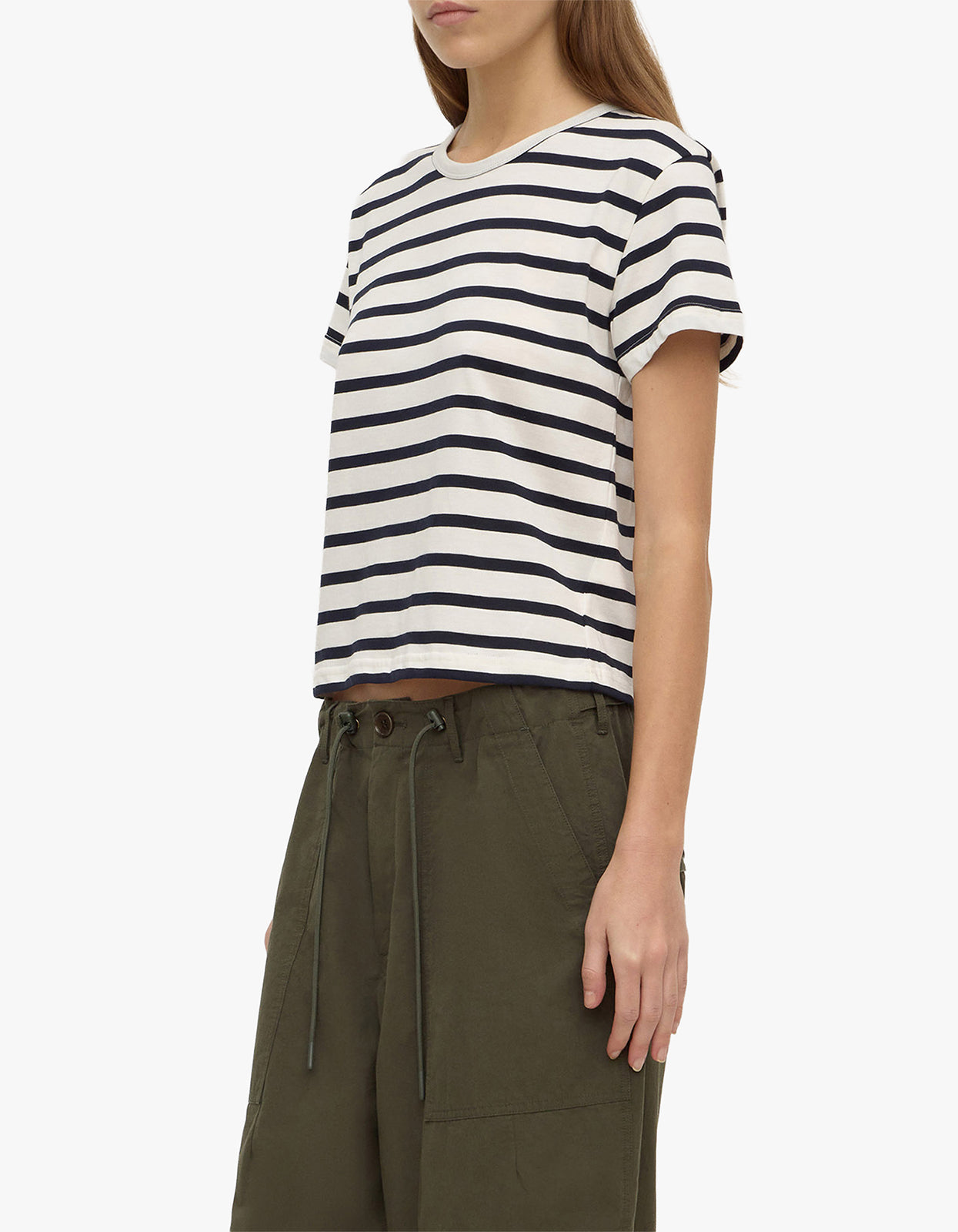 Assembly Label | Mollie Stripe Short Sleeve Tee - Navy Cream Stripe