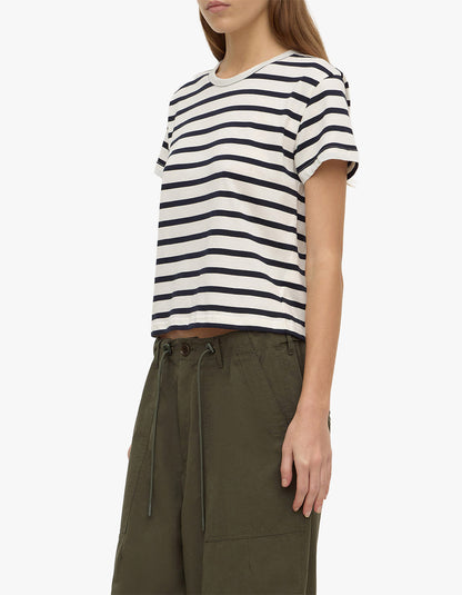 Assembly Label | Mollie Stripe Short Sleeve Tee - Navy Cream Stripe