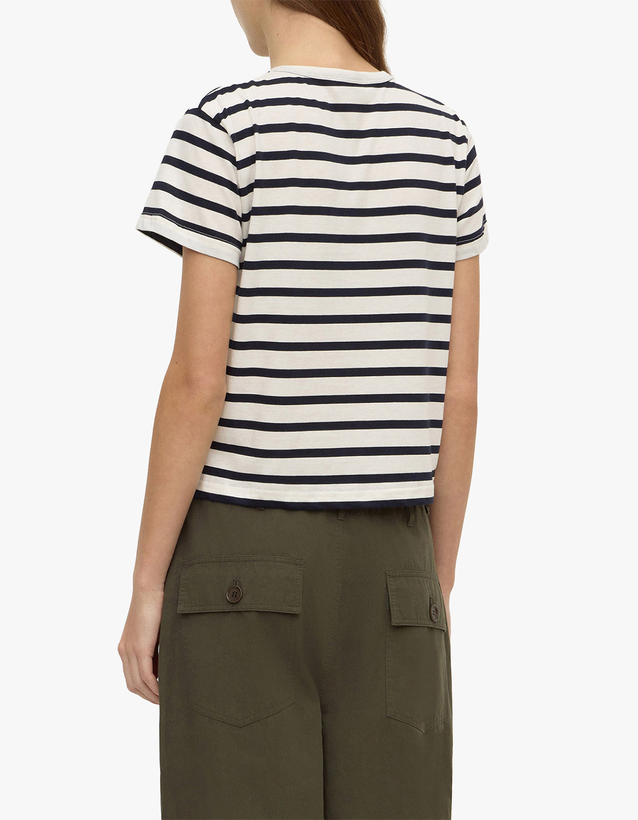 Assembly Label | Mollie Stripe Short Sleeve Tee - Navy Cream Stripe