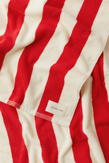 Assembly Label | Signature Stripe Beach Towel - Chilli/Cream