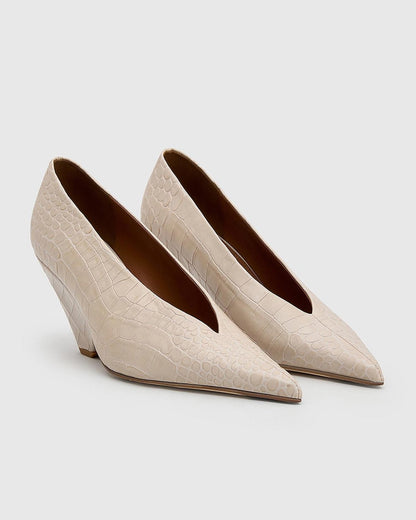 Camilla & Marc | Rhys Croc Pump - Cream