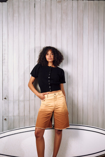 Crush | Baja Bliss Puff Button Top - Black