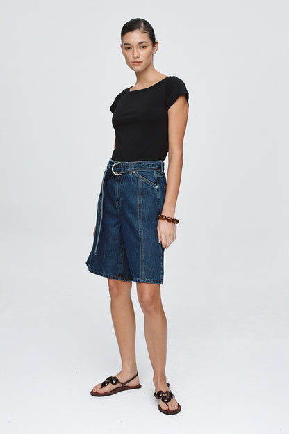 Marle | Belted Jean Short - Classic Blue