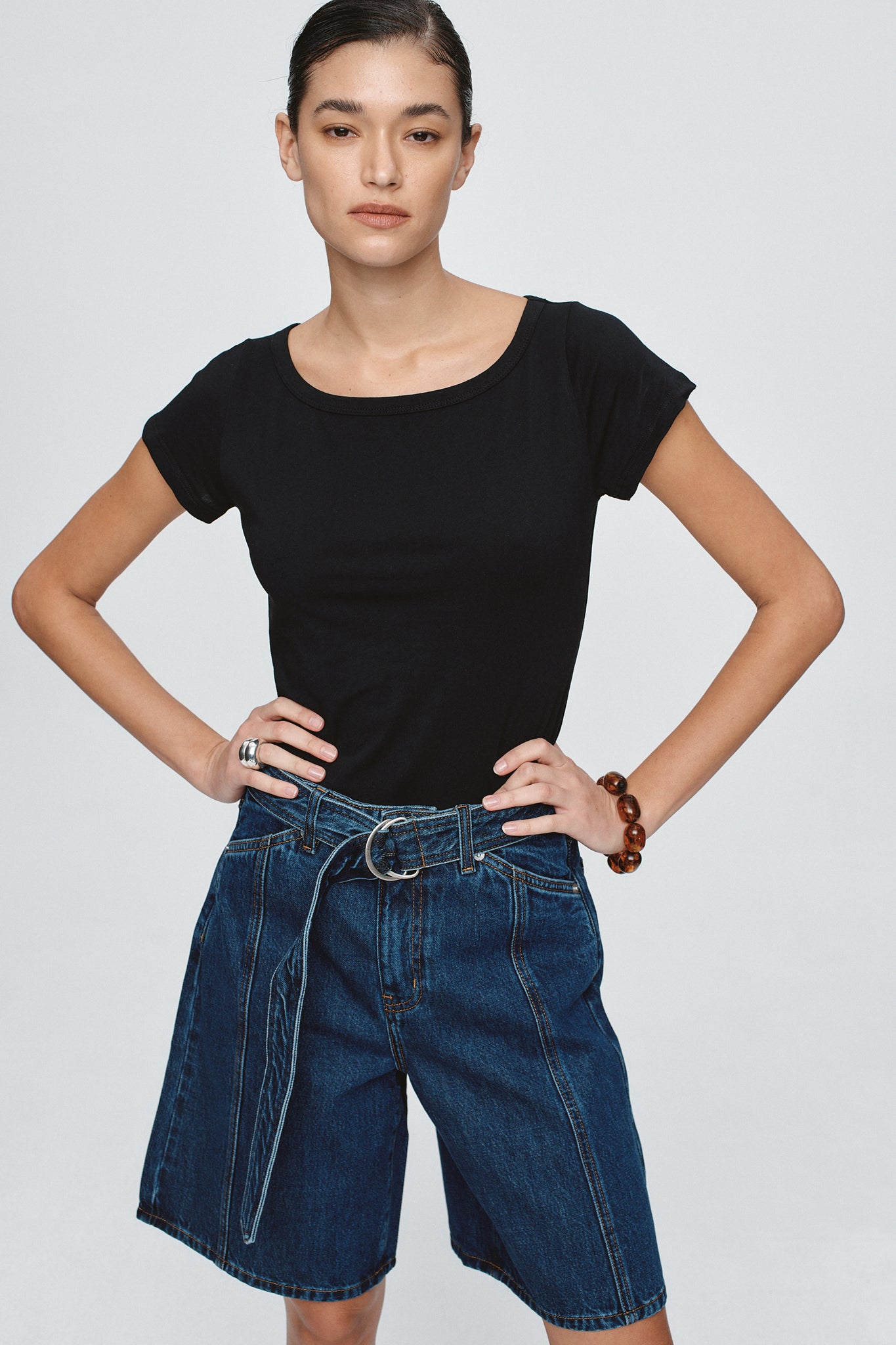Marle | Belted Jean Short - Classic Blue