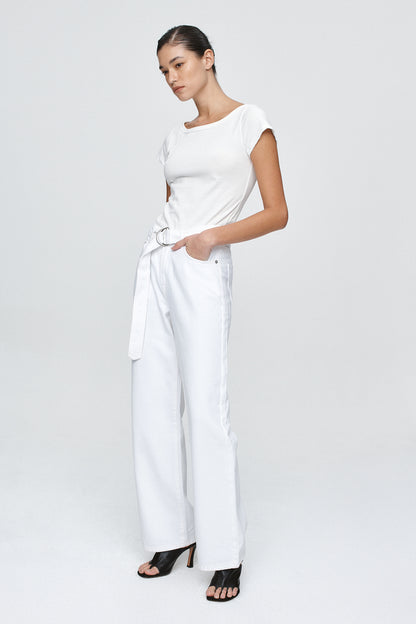 Marle | Belted Wide Leg Jean - Blanc