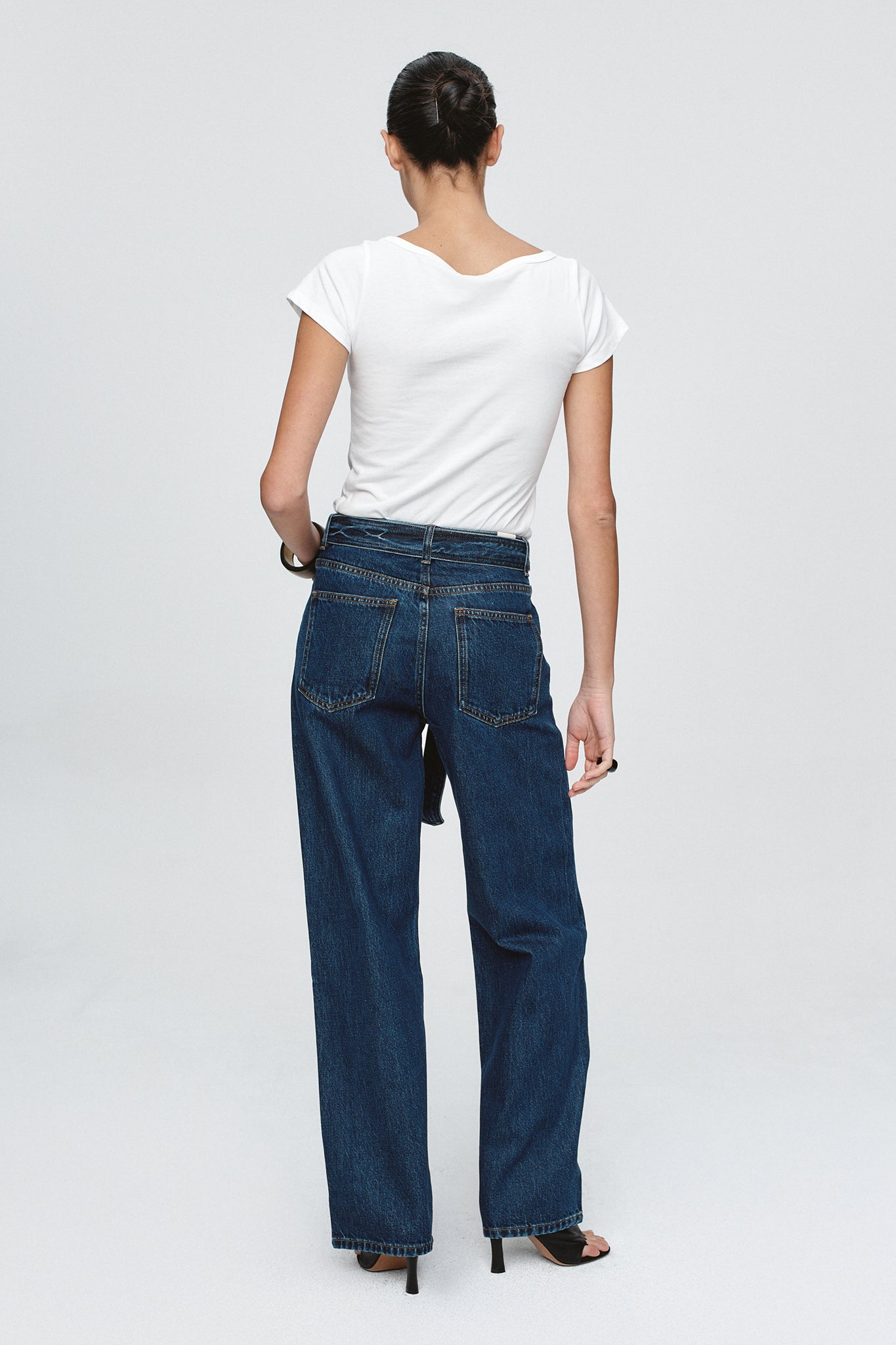 Marle | Belted Wide Leg Jean - Classic Blue