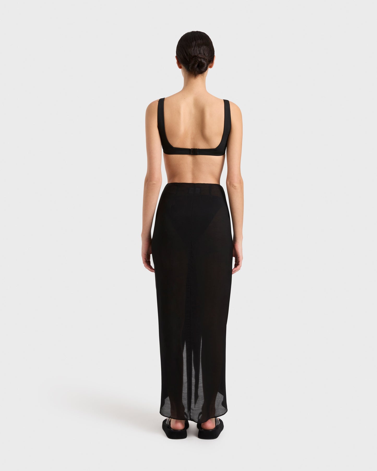 Bondi Born | Cremona Tie Front Sarong Skirt - Black