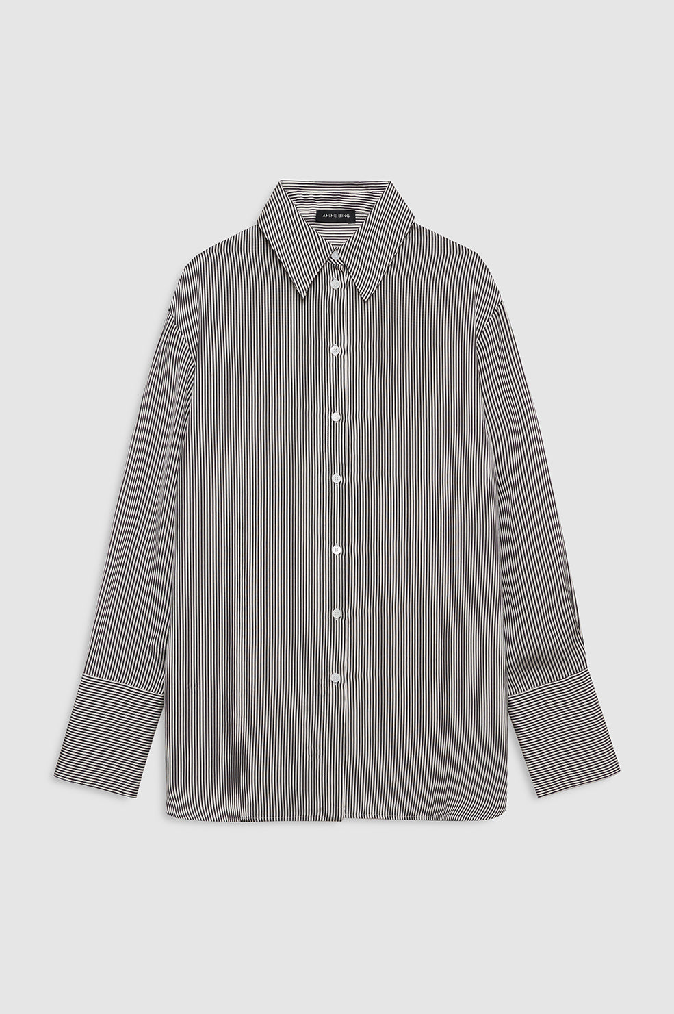 Anine Bing | Bridget Shirt - White & Black Mini Stripe