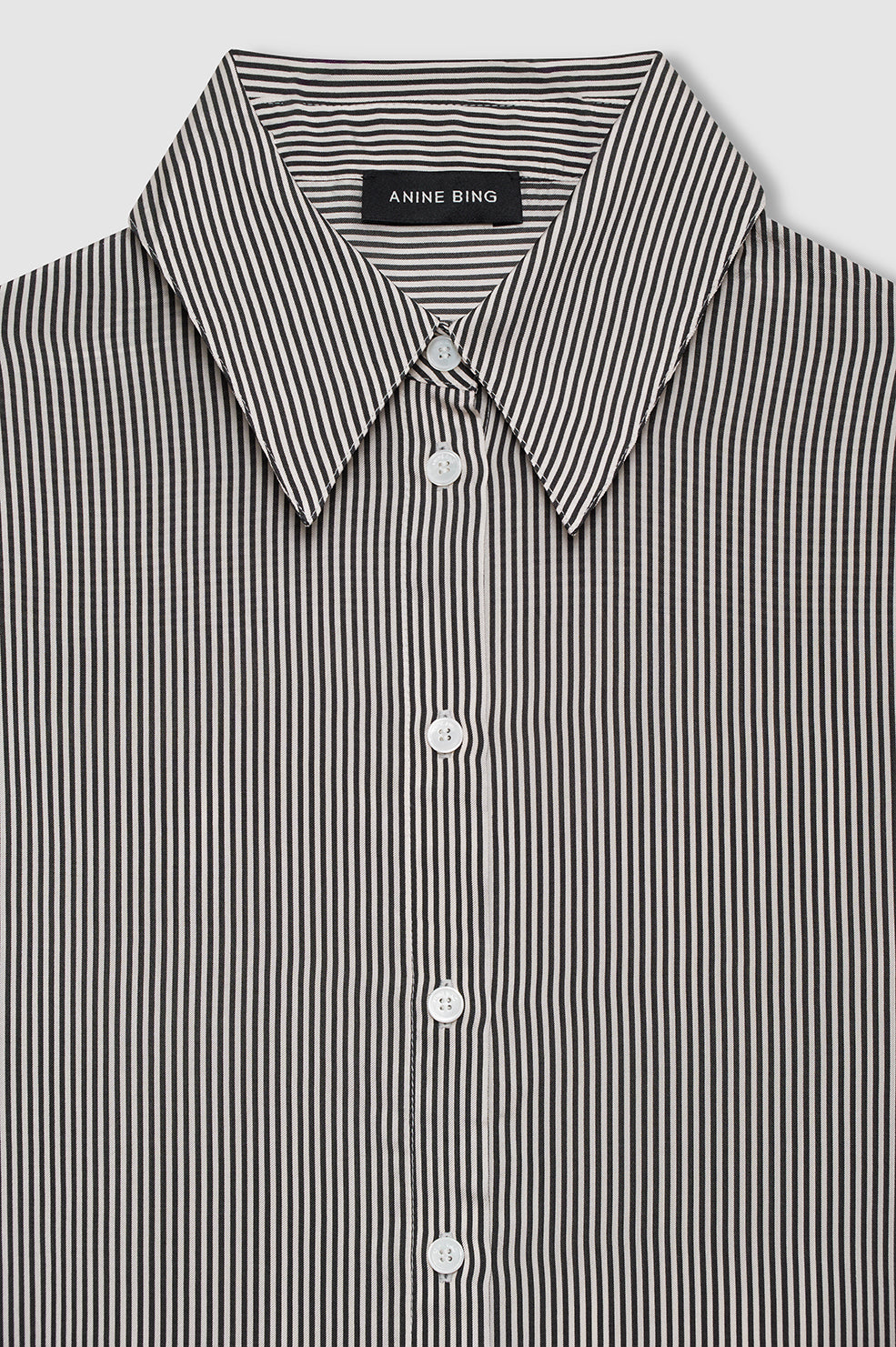Anine Bing | Bridget Shirt - White & Black Mini Stripe