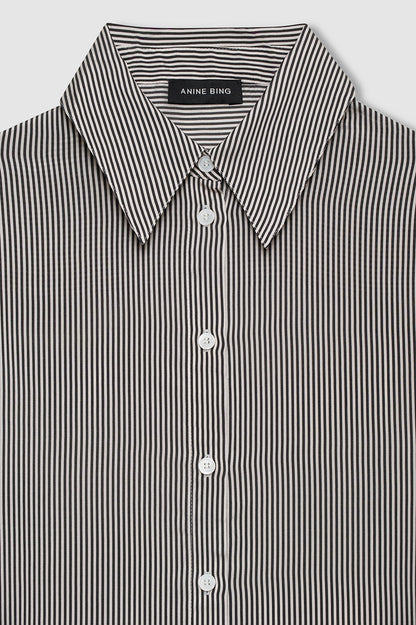 Anine Bing | Bridget Shirt - White & Black Mini Stripe