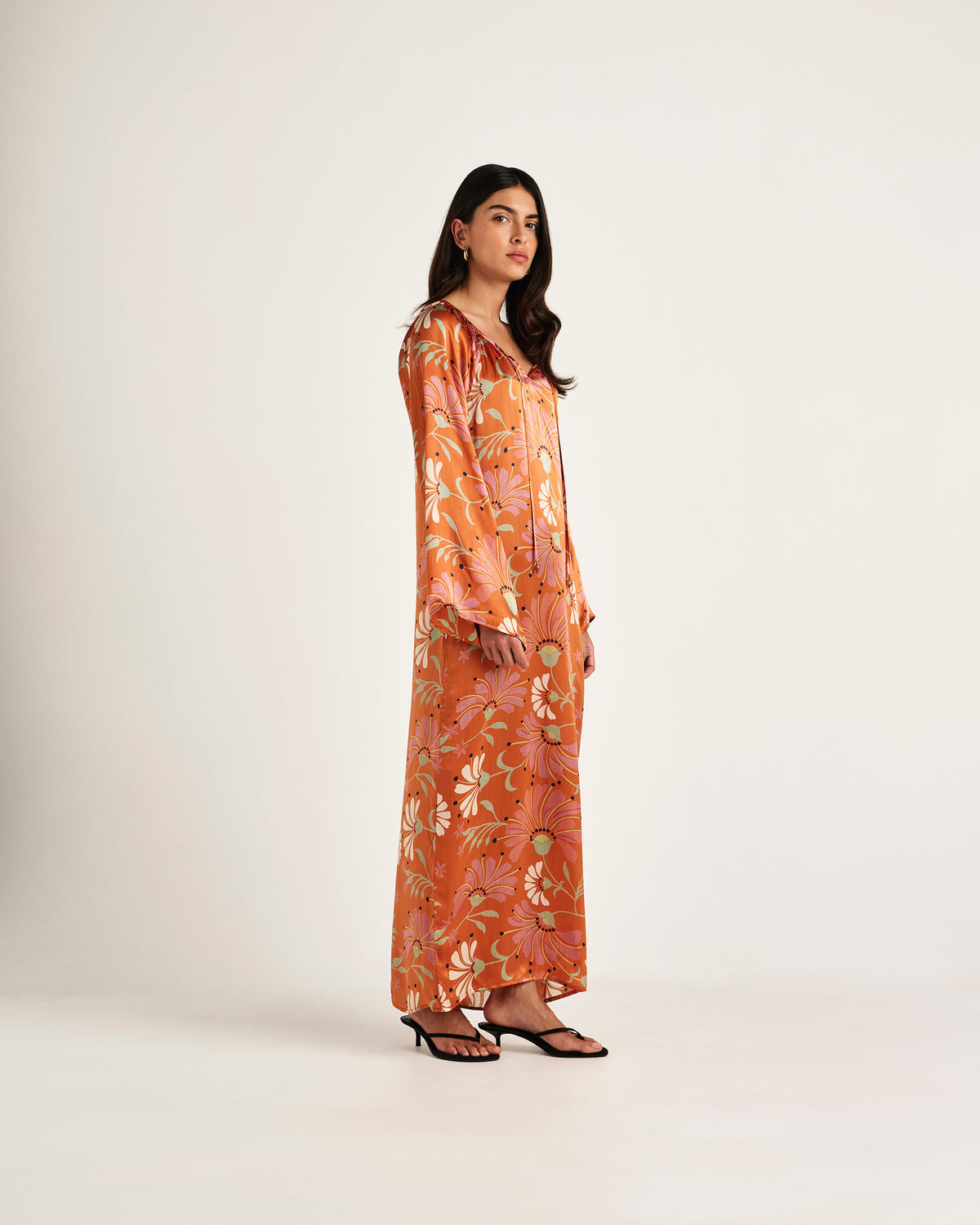 Chameli | Bari Long Sleeve Maxi Dress - Amber Floral