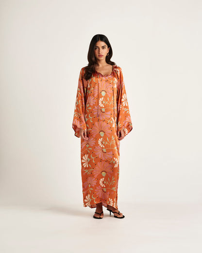 Chameli | Bari Long Sleeve Maxi Dress - Amber Floral
