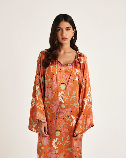 Chameli | Bari Long Sleeve Maxi Dress - Amber Floral