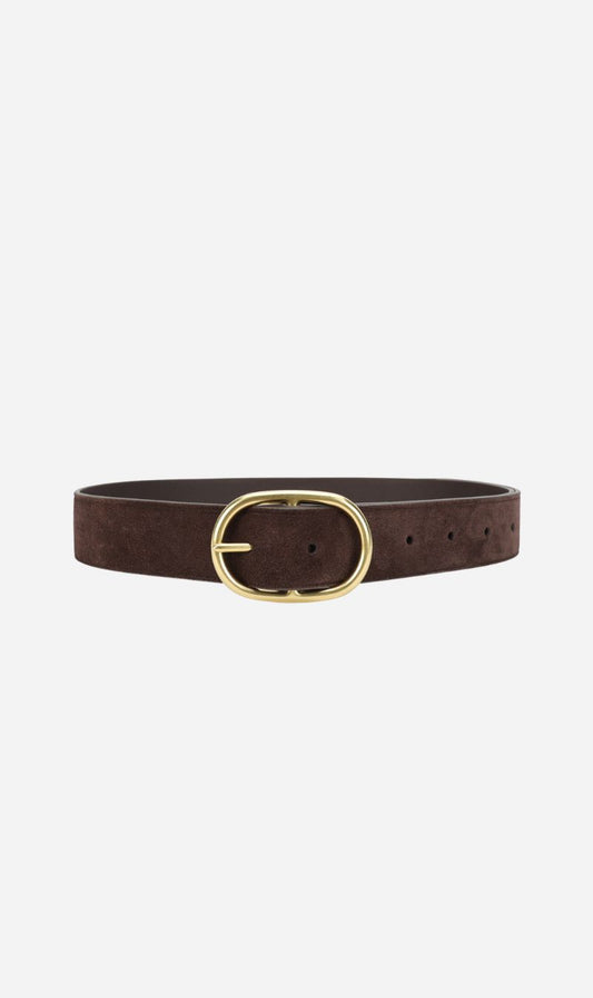Deadly Ponies | Wide Belt Oval Buckle - Java Suede / Brass