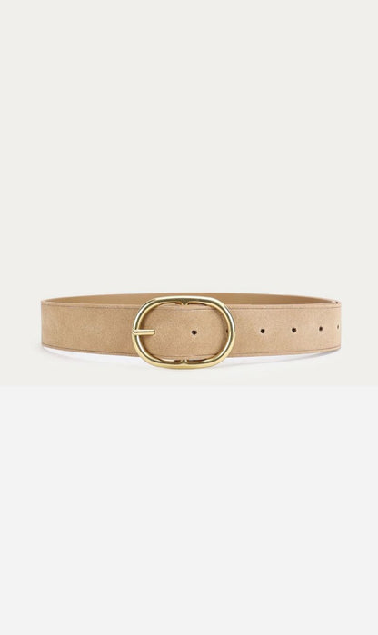 Deadly Ponies | Wide Epona Belt - Oat Suede / Brass