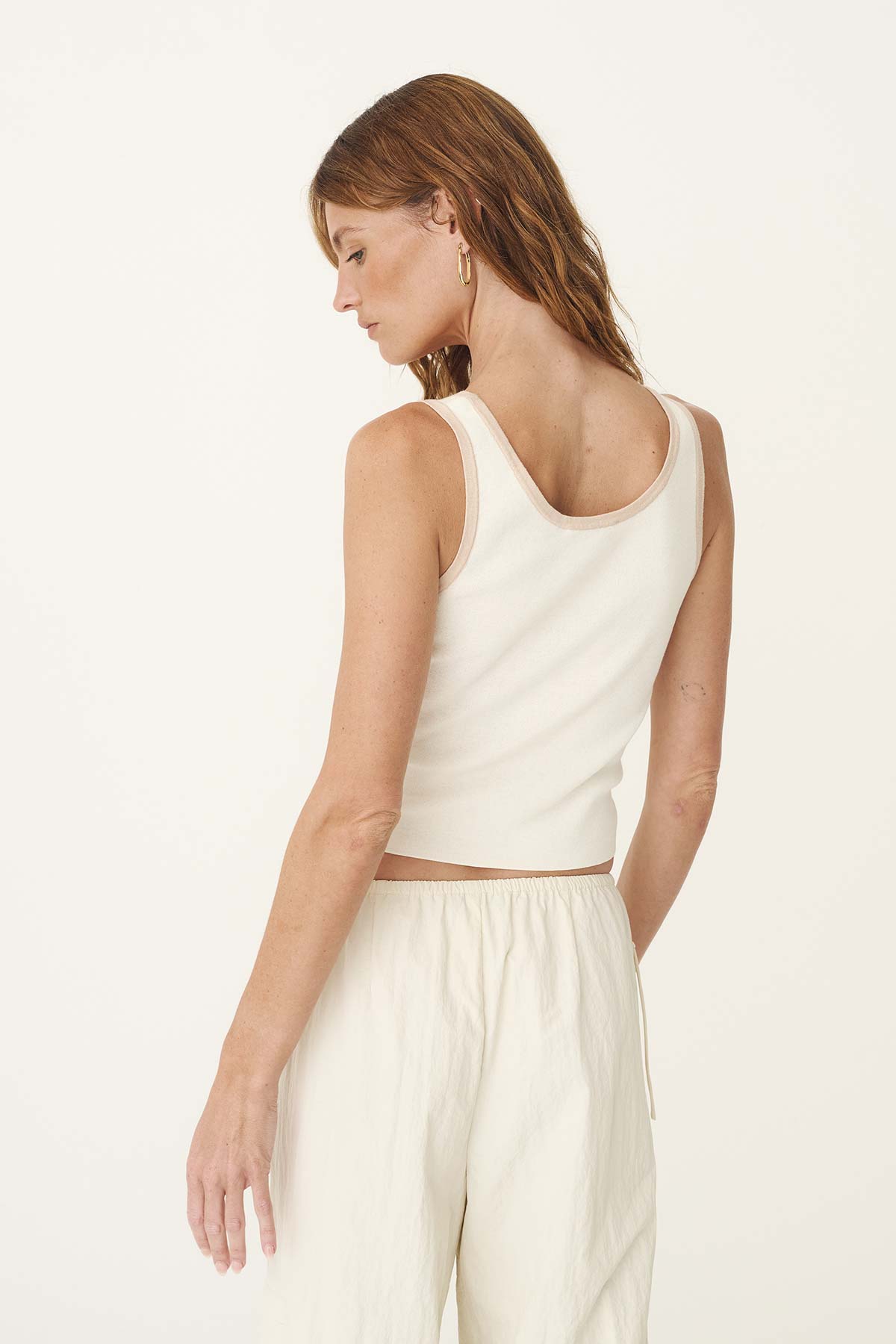 Rowie The Label | Blake Contrast Knit Tank - Oat Milk