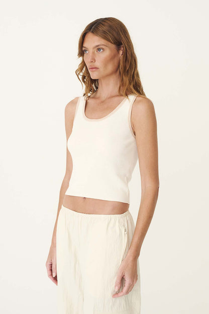 Rowie The Label | Blake Contrast Knit Tank - Oat Milk