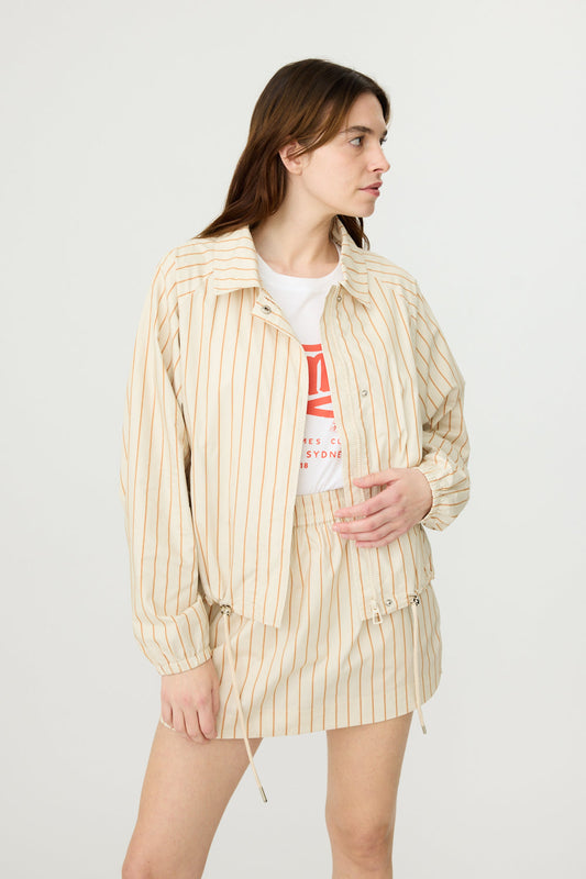 LMND | Sienna Bomber Jacket - Birch/Burnt Orange Stripe