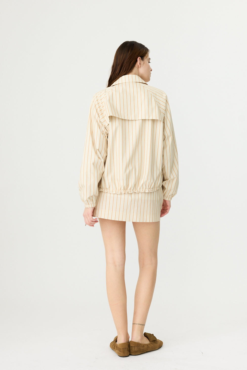 LMND | Sienna Bomber Jacket - Birch/Burnt Orange Stripe