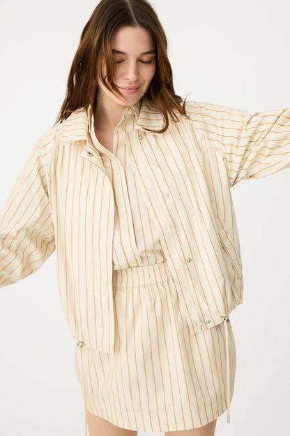 LMND | Sienna Bomber Jacket - Birch/Burnt Orange Stripe