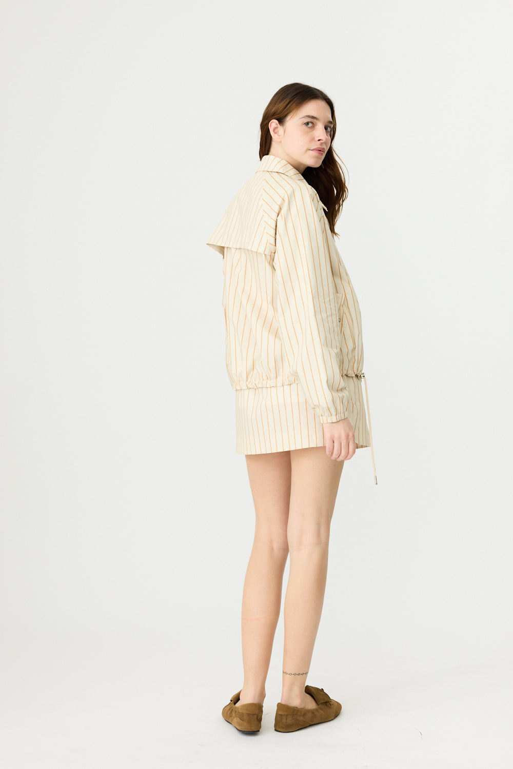 LMND | Sienna Bomber Jacket - Birch/Burnt Orange Stripe